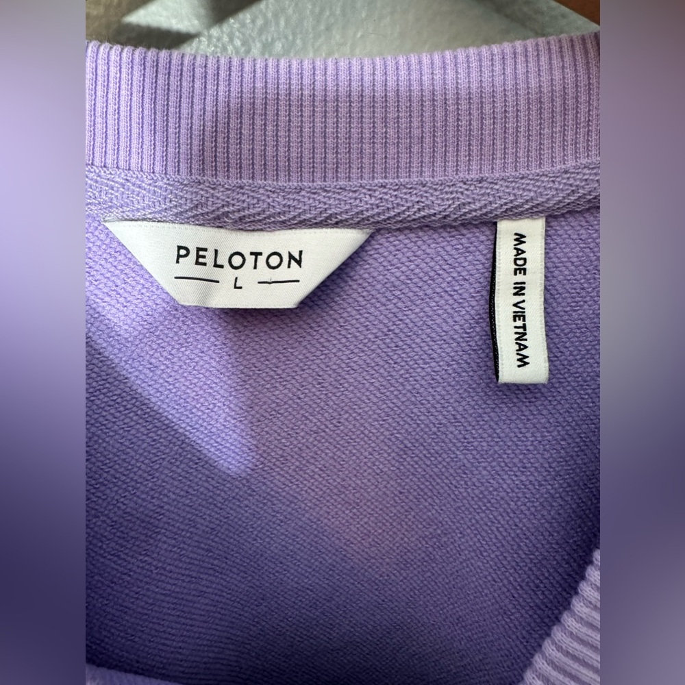 Peloton Purple Crewneck Stripe Pullover Sweatshirt | Large - Picture 5 of 5